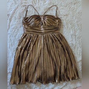 Macy's Metallic Pleated Dress